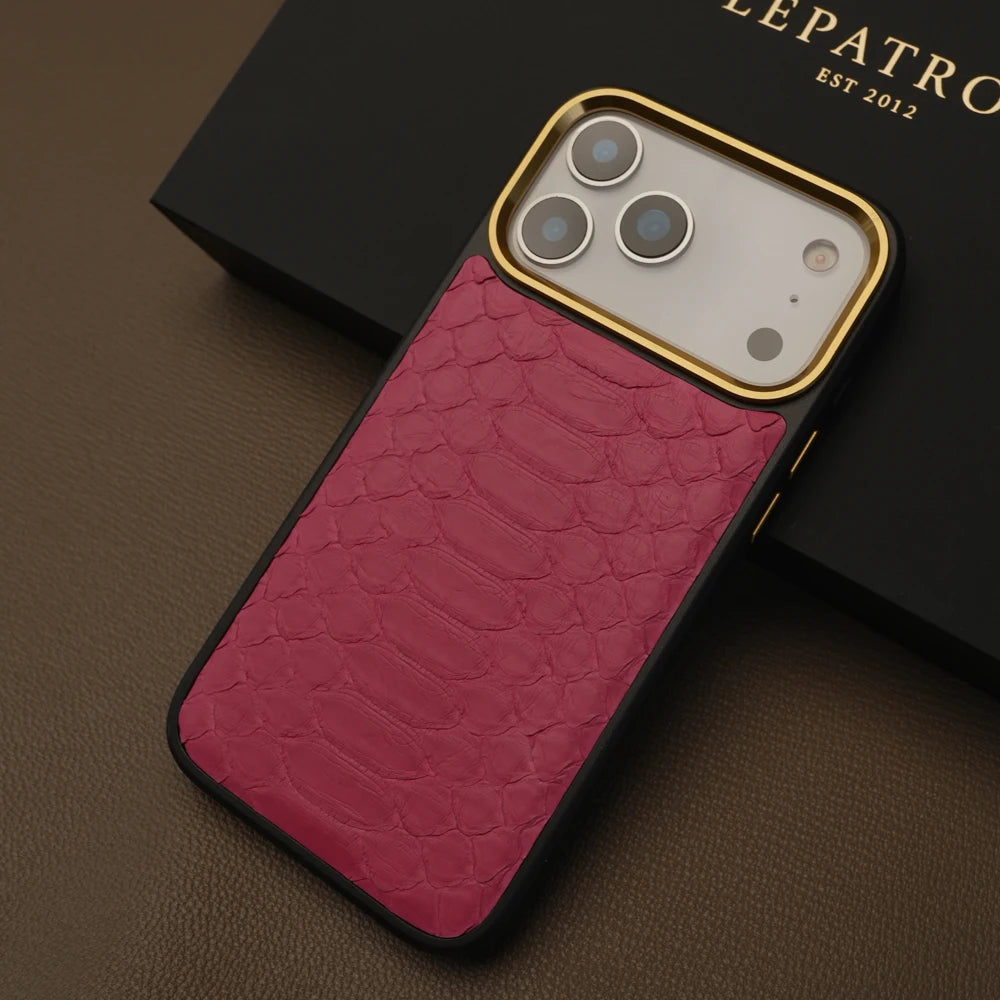 Premium Exotic Pink Snake Leather iPhone Case