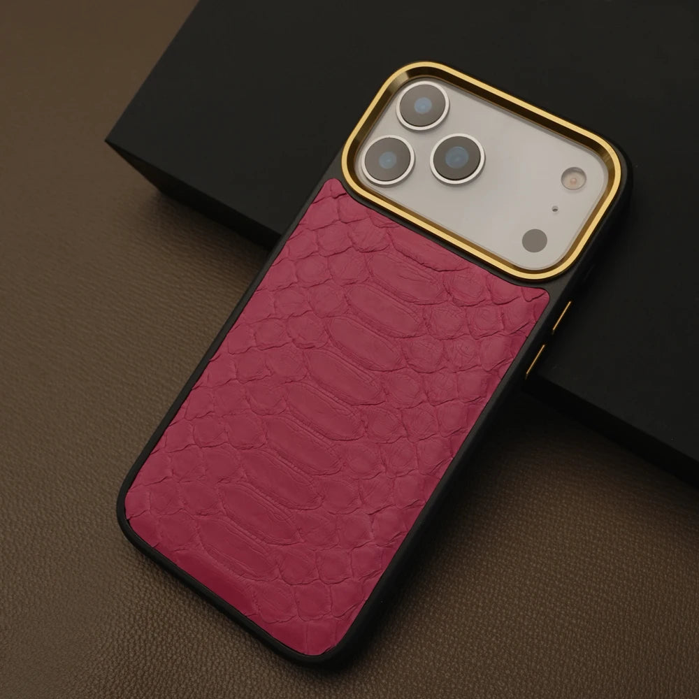Premium Exotic Pink Snake Leather iPhone Case