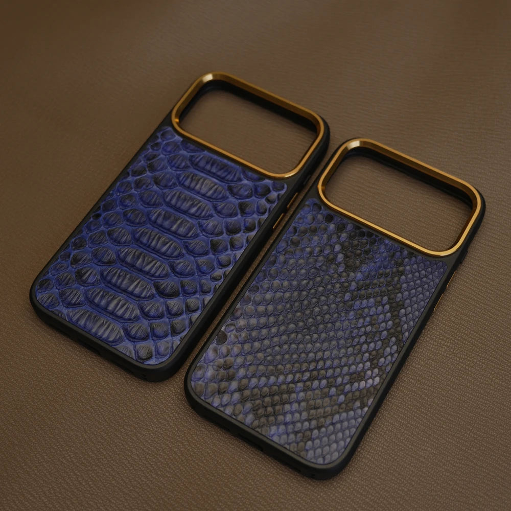 Premium Royal Blue Exotic Leather iPhone Case