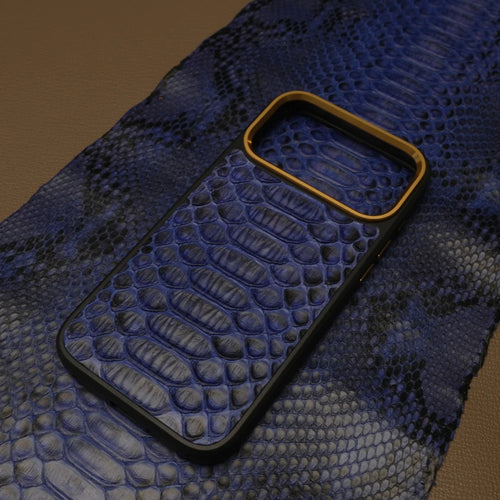 Premium Royal Blue Exotic Leather iPhone Case