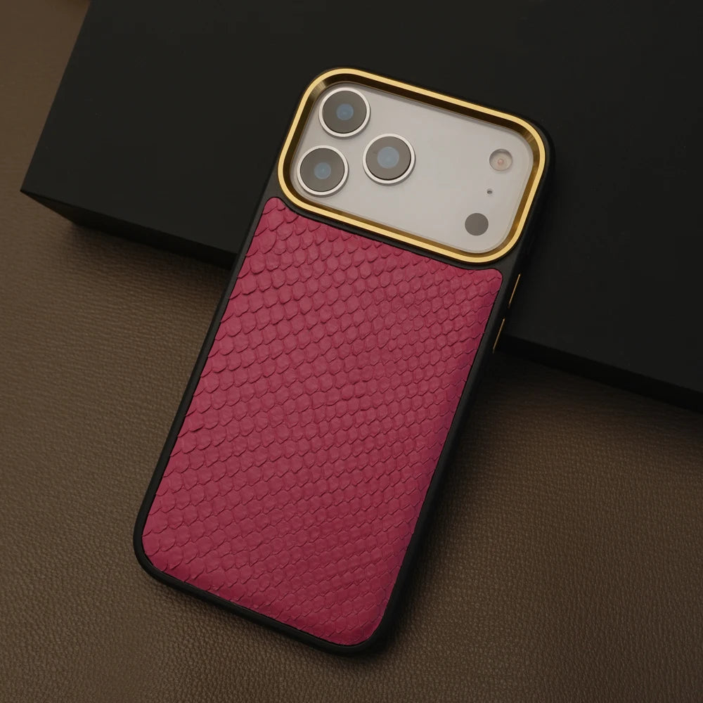 Premium Exotic Pink Snake Leather iPhone Case