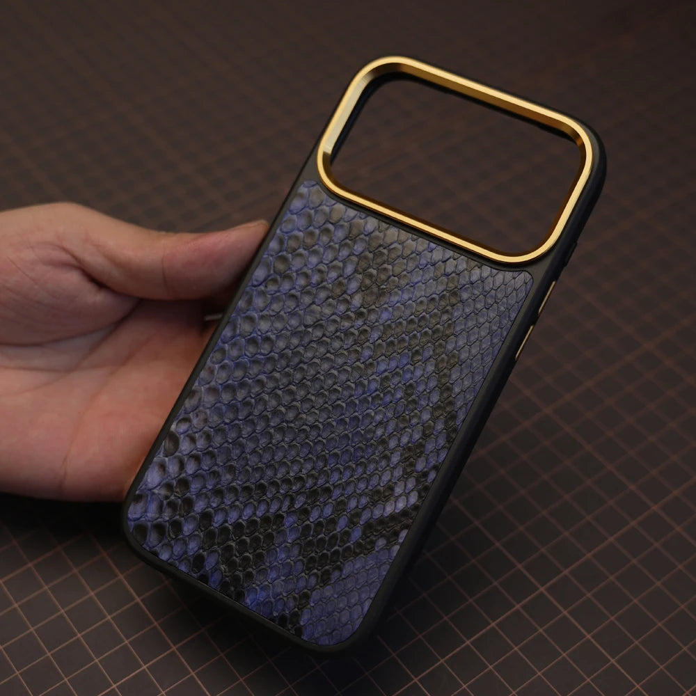 Premium Royal Blue Exotic Leather iPhone Case
