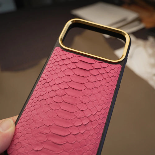 Premium Exotic Pink Snake Leather iPhone Case